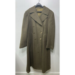 WWII Army Coat Overcoat Long Wool World War 2 40s Green Military Patton 36R READ
